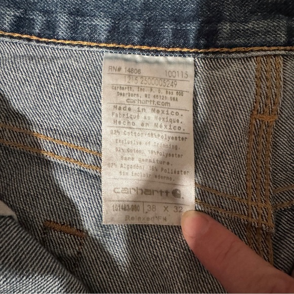 Carhartt Men’s Relaxed Fit Medium Wash Workwear Denim Pants Size 38x32 - Picture 12 of 12